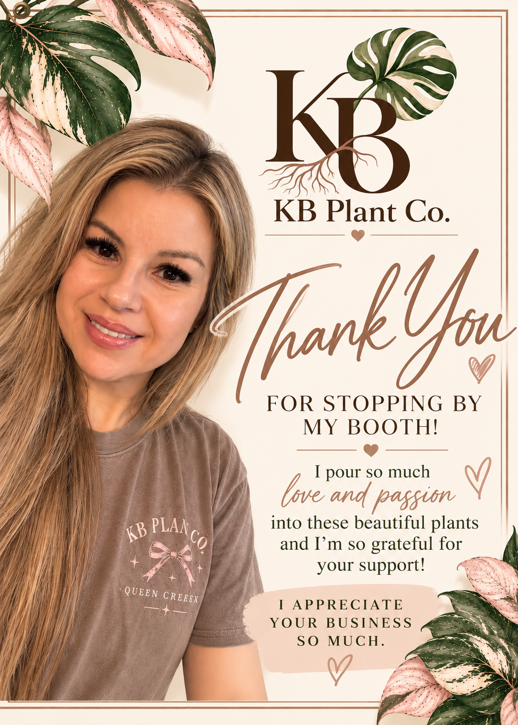 Kim from KB Plant Co with a thank-you message for customers